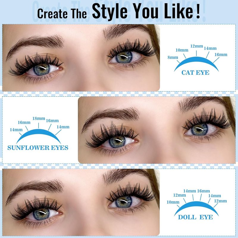 KEVKEV Lash Clusters Kit - 144pcs Manga Lashes with Thin Bands | DIY Eyelash Extensions 8-18mm