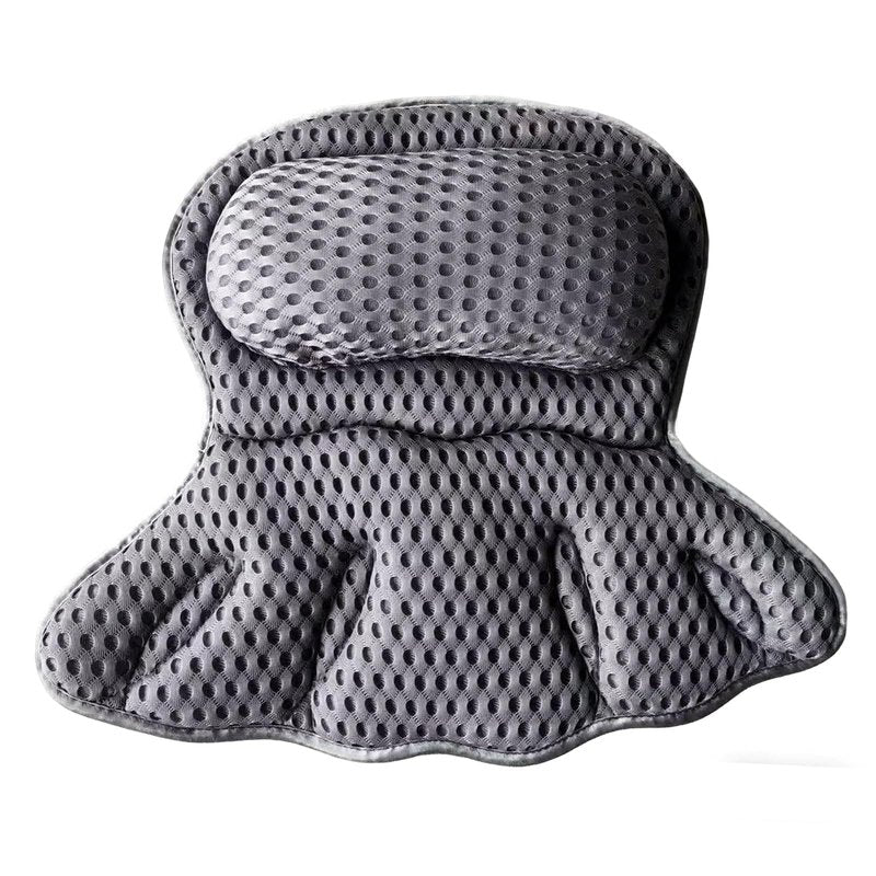Luxury Bathtub Pillow, 4D Breathable Mesh Soft Bath Pillow with 6 Non-Slip Suction Cups, Ergonomic Head Neck and Back Support Bath Cushion, Comfortable Home SPA Bath Accessory, Ideal Gift for Women