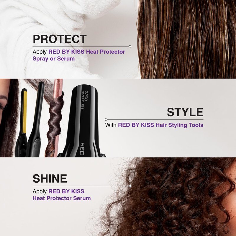 Red by Kiss Heat Protector Ultra Shine Oil Spray - Thermal Protection up to 460°F, Anti-Frizz, Hydration, and Strength for Hair (6 Fl Oz) - Style: Thermal Protection Ultra Shine Oil Spray