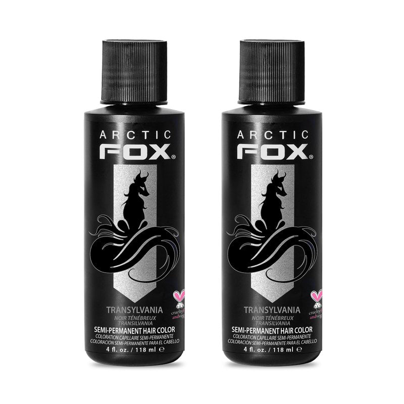Arctic Fox Semi-Permanent Hair Dye, Vegan & Cruelty-Free, Conditioning, Ammonia-Free, Peroxide-Free, Jet Black Color, Transylvania, 4 Fl Oz (Pack of 2)