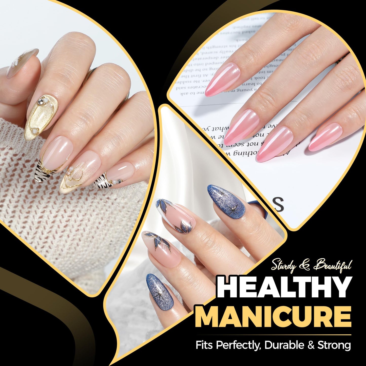 UNA GELLA Medium Almond Nail Tips, Pre Etched Almond Gel Nail Tips, 240pcs Soft Gel Full Cover Clear Press on Fake Nails for Nails Extensions No C Curve DIY Salon at Home 12 Sizes