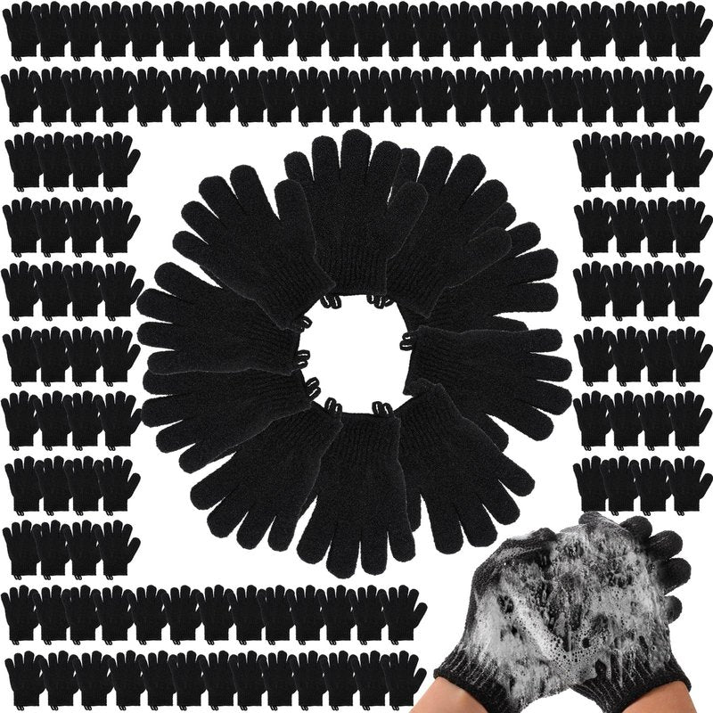 FoldTier 200 Pcs Exfoliating Gloves Bulk for Shower Body Double Sided Gloves Exfoliating Bath Mitt with Hanging Loop Bath for Women Men Bathing Skin Scrubber Accessories Beauty Spa(Multicolor)