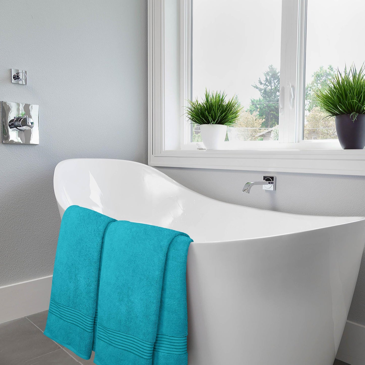 Utopia Towels Luxurious Bath Towels Set, 27 x 54 Inches 100% Ring Spun Cotton, 4 Pack Turquoise