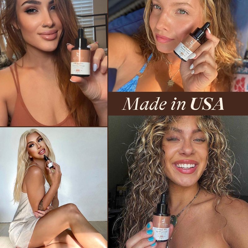 Self Tanning Drops - Natural & Organic Face Tanner | Medium Moisturizing Bronzing Drops for Face & Body