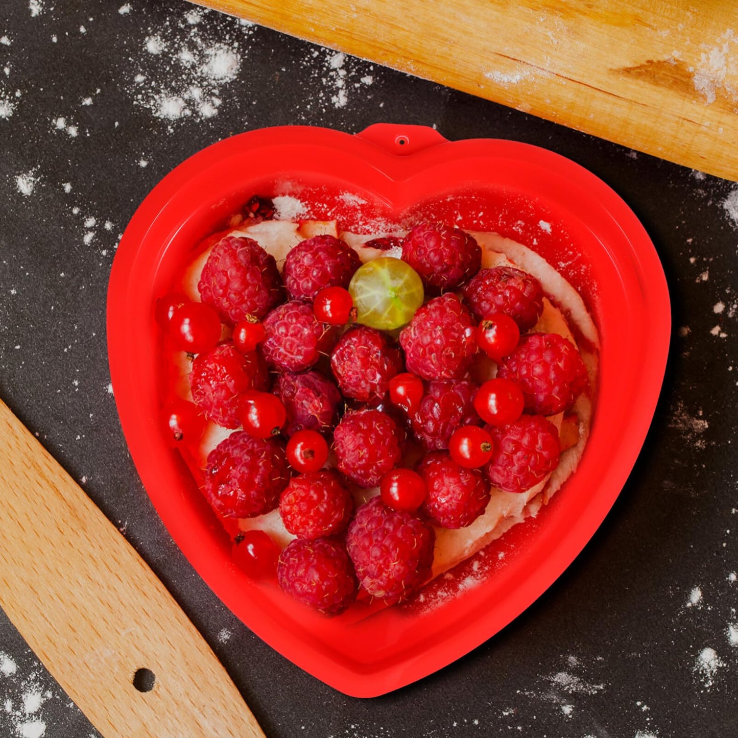 TOVINANNA Heart-Shaped Cake Pan Set 8-Inch Silicone Molds for Baking Non-Stick Silicone Cake Tins for Romantic Occasions Oven and Microwave Safe - 2 Pack
