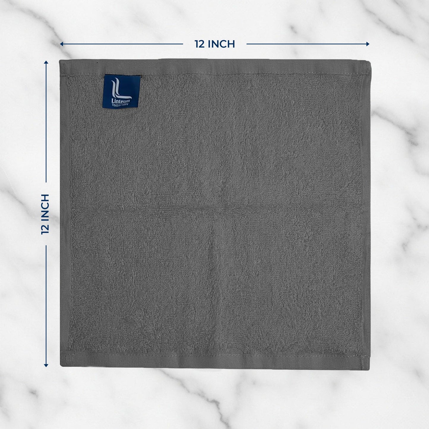 Linteum Textile Supply Premium 12x12 Washcloth (Grey) – 100% Cotton Zero Twist Towels | Absorbent, Quick Dry, Durable for Bathroom, Spa, Gym (12 Pack)