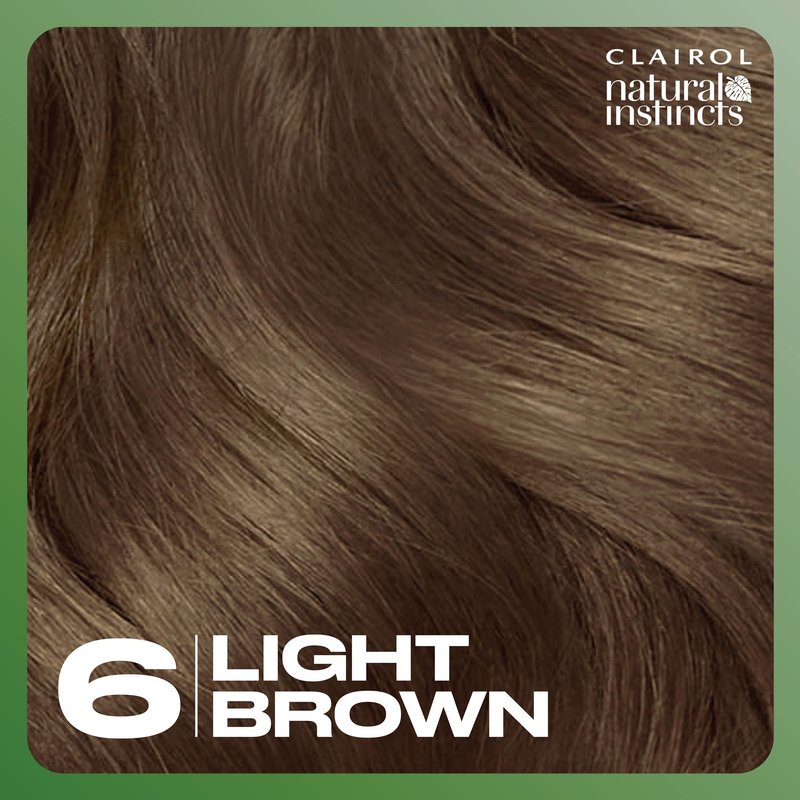 Clairol Natural Instincts Demi-Permanent Hair Dye , 6 Light Brown | Ammonia‑Free, Vegan Hair Color with Coconut Oil & Aloe Vera | Pack of 1