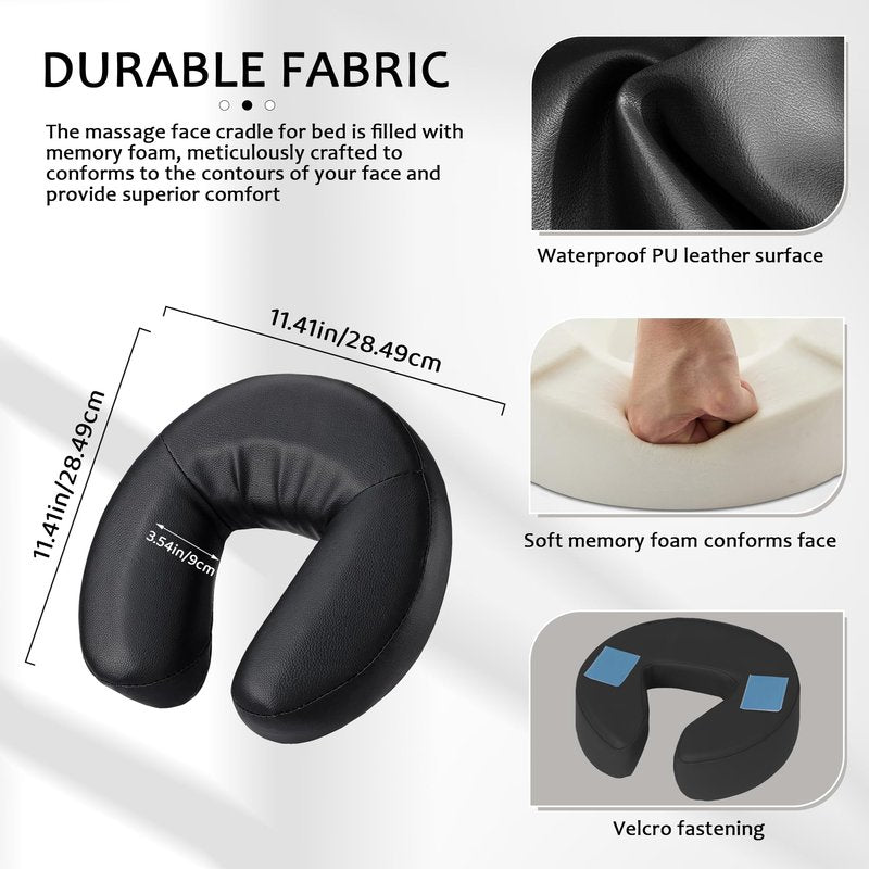 OIHYA Massage Headrest for Bed, Portable Massage Face Cradle for Bed, Massage Table Kit with Adjustable Height 5.5'' to 17'' for Home, Salon