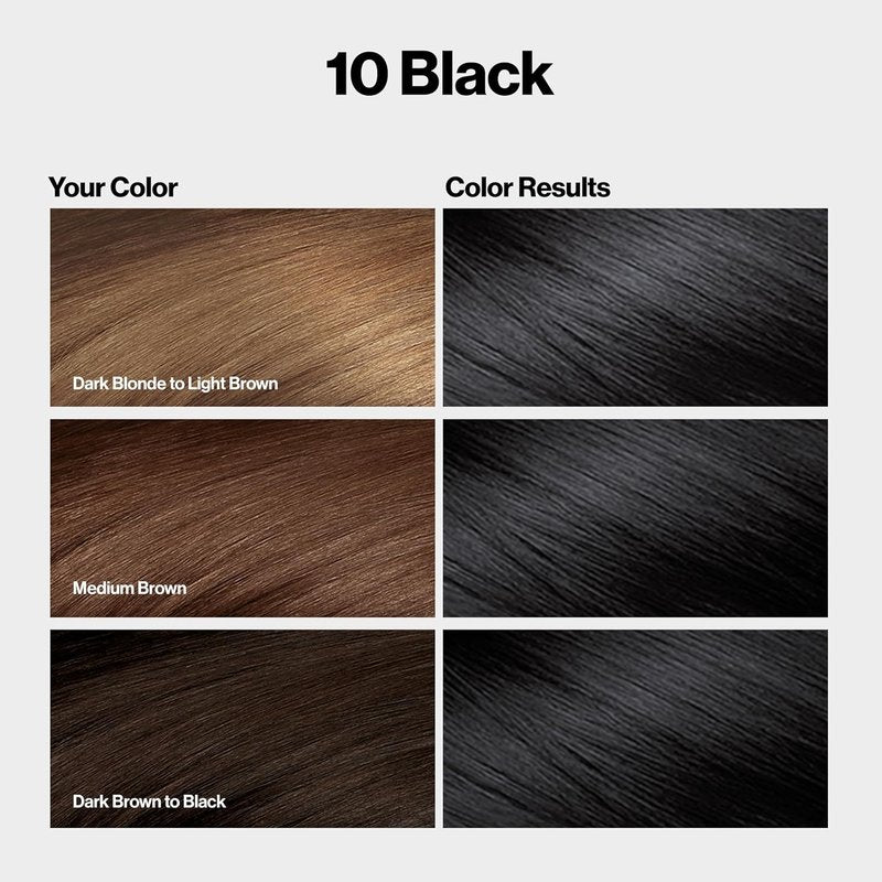 Revlon ColorSilk Black Permanent Hair Color - 100% Gray Coverage, Ammonia-Free, Vegan Keratin | Pack of 3