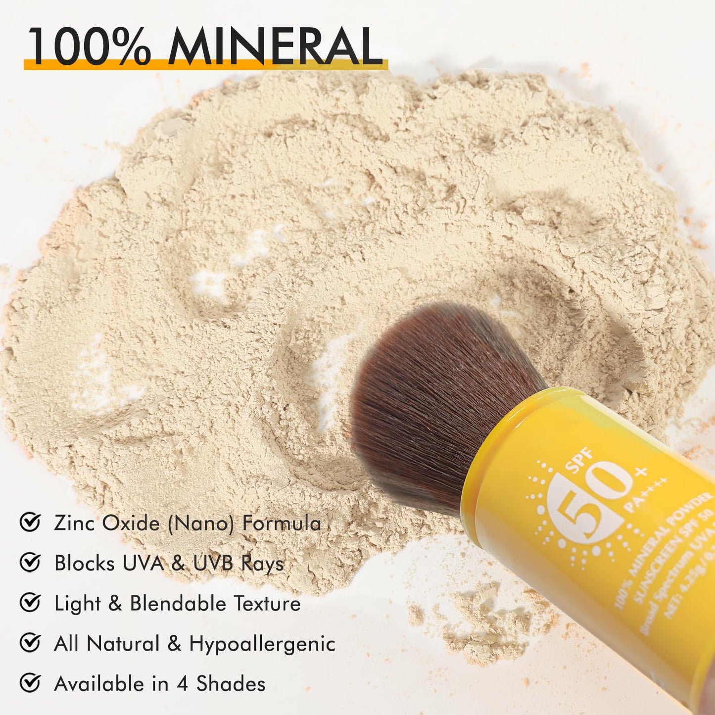 SPF 50 Brush Mineral Powder Sunscreen Setting