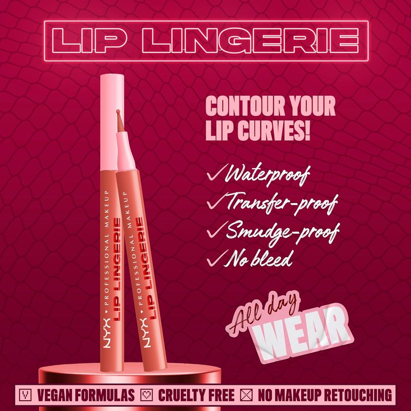 NYX Lip Lingerie Liner Stain - All-Day Waterproof Lip Color | After Hours (Warm Rose)
