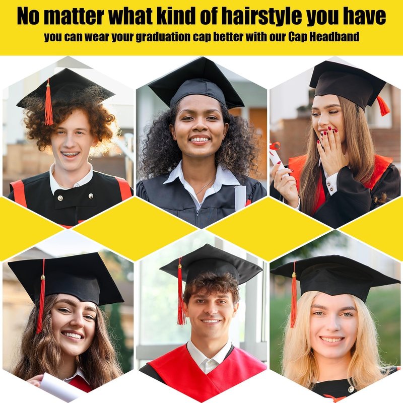 NNG 2 PCS Graduation Cap Headband,Grad Cap Band with Adhesive Felt,Hair Band Hat Accessories for Graduate