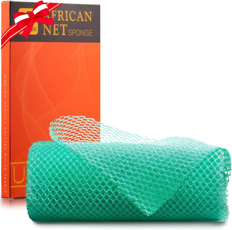 African Bath Sponge - Exfoliating Net Body Scrubber for Smooth Skin | Green Color, Ideal for Daily Use