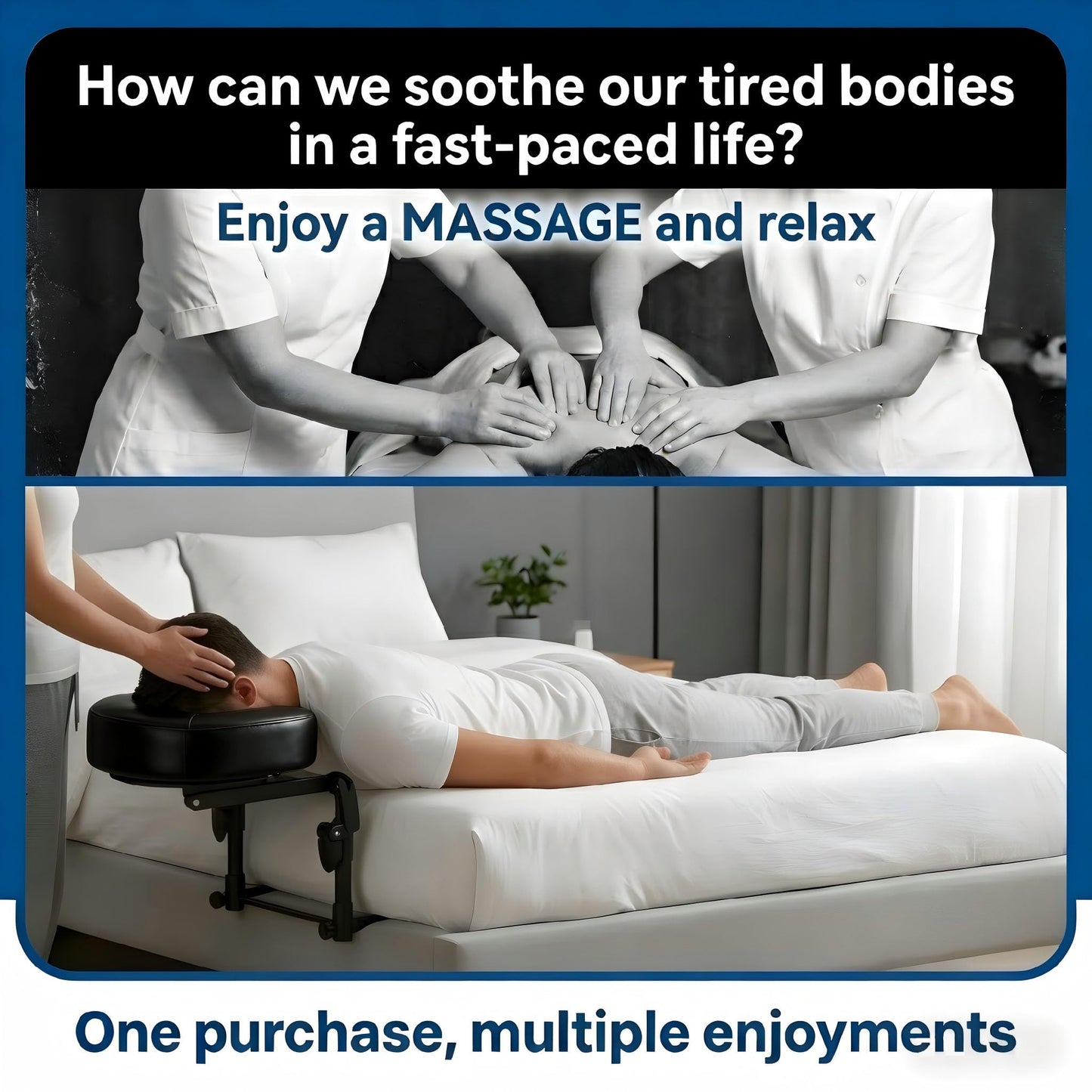 Tademis Massage Headrest for Bed Home Mattress Top Massage Kit Adjustable 18" Height SPA Head Holder Massage Face Cradle Home Salon Face Cushion Support Bracket (Black)
