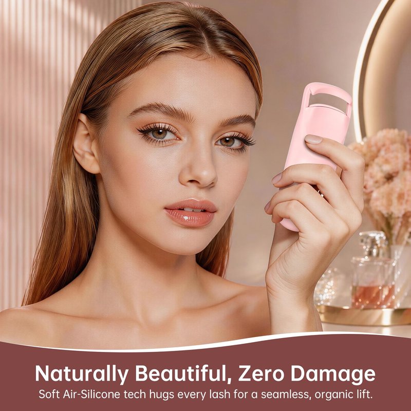 Heated Eyelash Curler,Portable Electric Heated Lash Curler Type-C Rechargeable Travel Eyelash Curlers with Heat Sensitive Silicone Pad,2-Level Adjustable Temp and Long-Lasting Natural Curves (Pink)