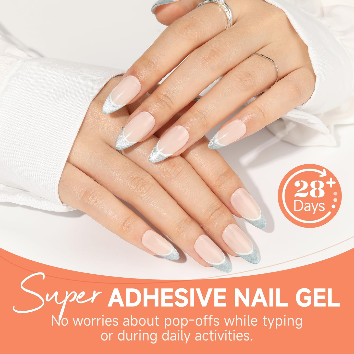 UNA GELLA Solid Gel Nail Glue Strong 15g*2pcs Set U V/LED Nail Glue Gel Lamp Required False Glue For Fake Acrylic Nails Tips Press Ons Extension DIY Salon