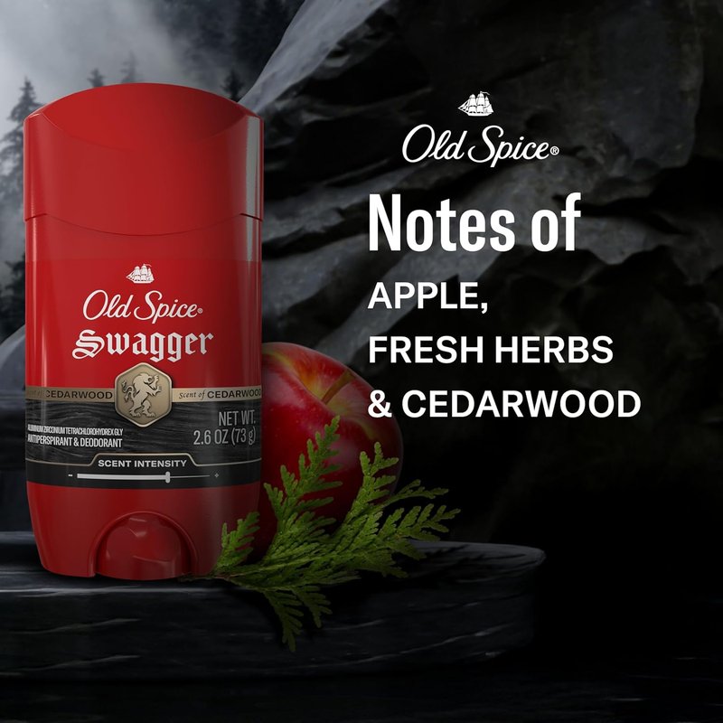 Old Spice Antiperspirant Deodorant - 24/7 Sweat & Odor Protection, Swagger Cedarwood Scent, 2.6 oz (Pack of 2)