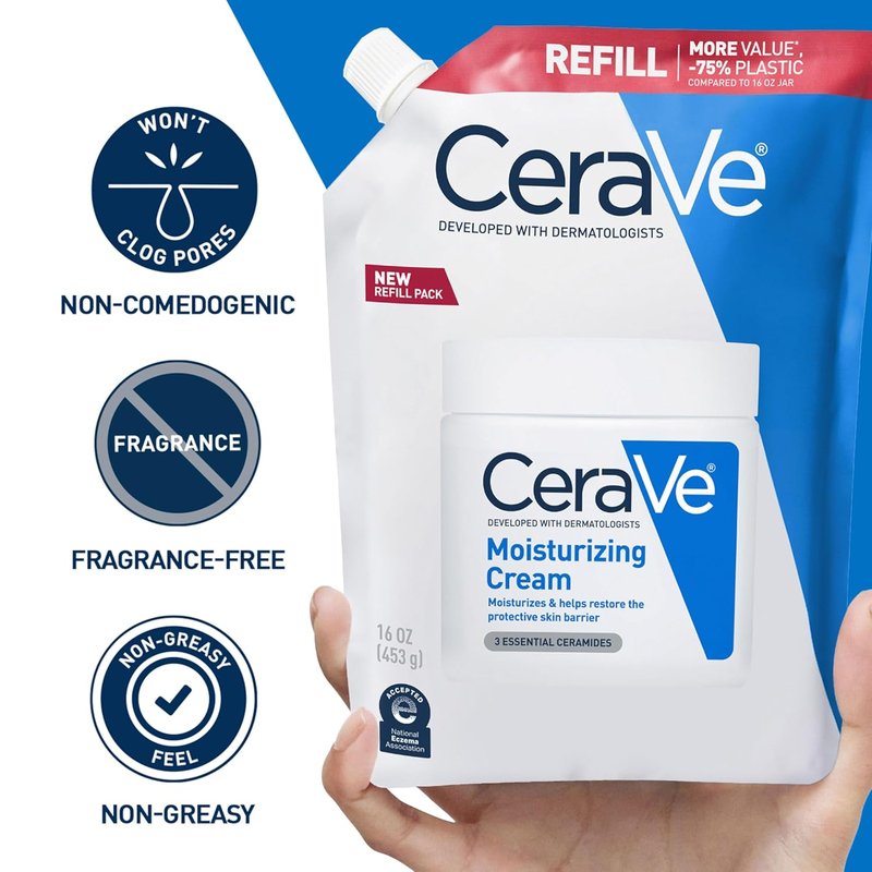 CeraVe Moisturizing Cream - Hydrating Body & Face Moisturizer with Hyaluronic Acid | 16 Ounce Refill
