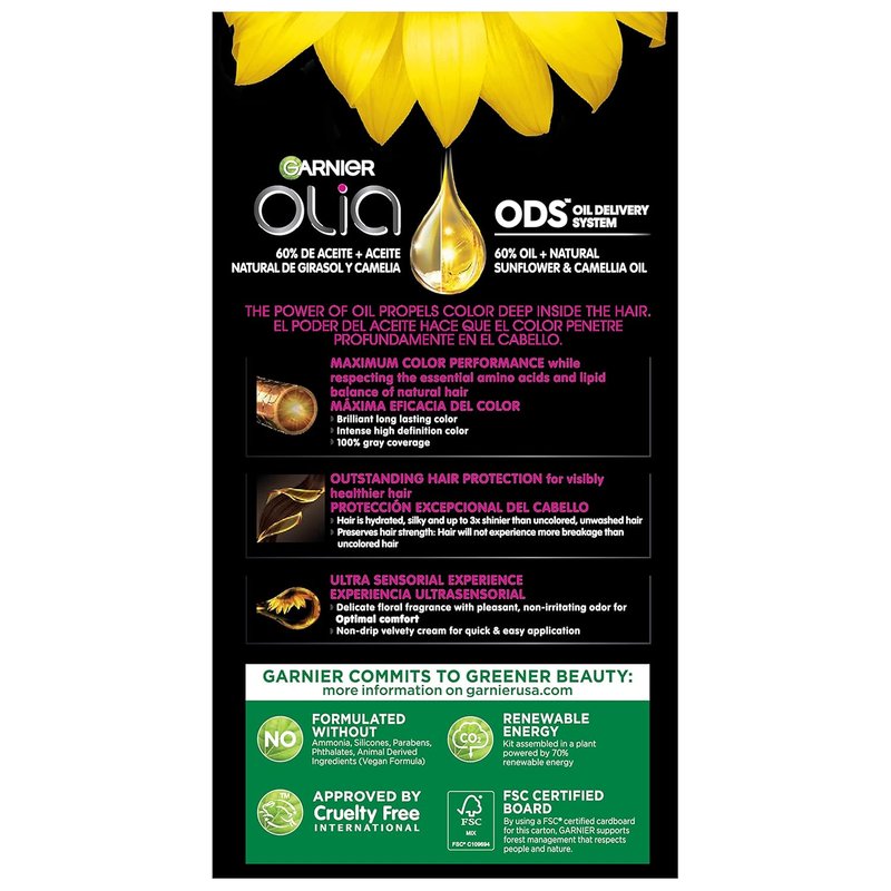 Garnier Olia Hair Color - Ammonia-Free Permanent Dye for Brilliant Oil-Rich Shine | 4.15 Dark Soft Mahogany
