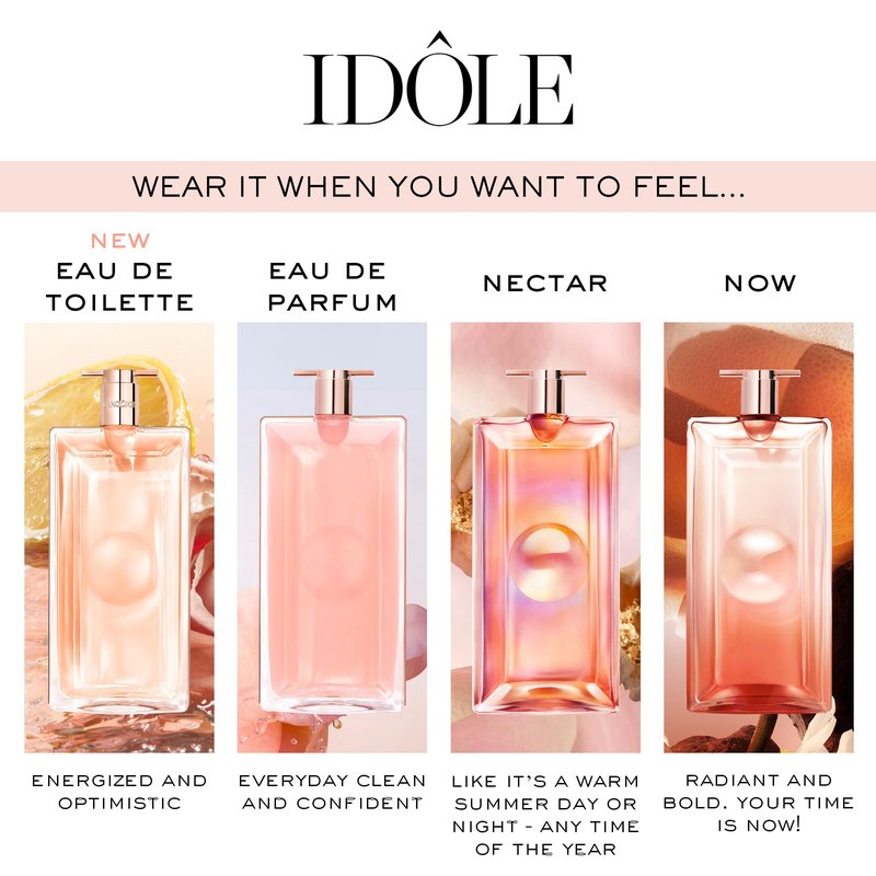 Lancôme Idôle Eau de Toilette - Fresh & Energizing Women's Perfume - Long Lasting Fragrance with Notes of Green Tea, Blooming Roses & Fresh Bergamot - 1.7 Fl Oz