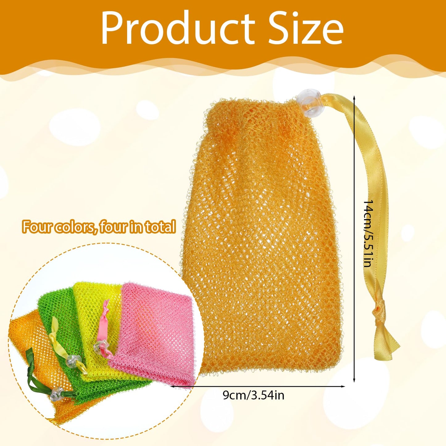 4 Pieces Exfoliating Soap Bag for Shower, Bar Soap Saver Pouch Body Scrubber Exfoliator Pocket with Drawstring Foaming Soaps Holder for Shower, Travel Bathing (5.5 x 3.5 Inches)