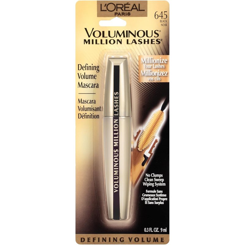 L’Oreal Paris Voluminous Million Lashes Mascara - Collagen-Infused, Amplifying Brush, Washable, Black, 0.30 Fl Oz.
