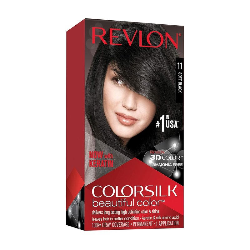 Revlon Colorsilk Permanent Hair Color - 100% Gray Coverage, Ammonia-Free | 11 Soft Black, 4.4 Oz