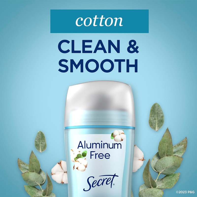 Secret Aluminum-Free Deodorant for Women - 48HR Odor Protection | Cotton Scent, 2.4 oz
