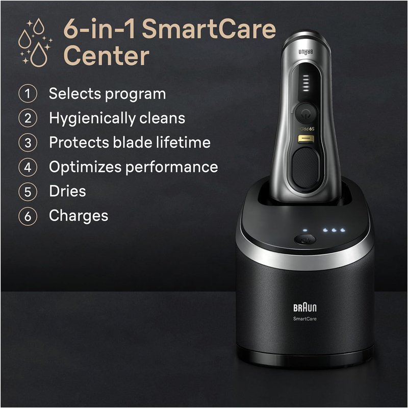 Braun Series 9 PRO+ Electric Razor for Men - 5 Pro Shaving Elements & Comfort Head | 6-in-1 SmartCare Center, Wet/Dry Use
