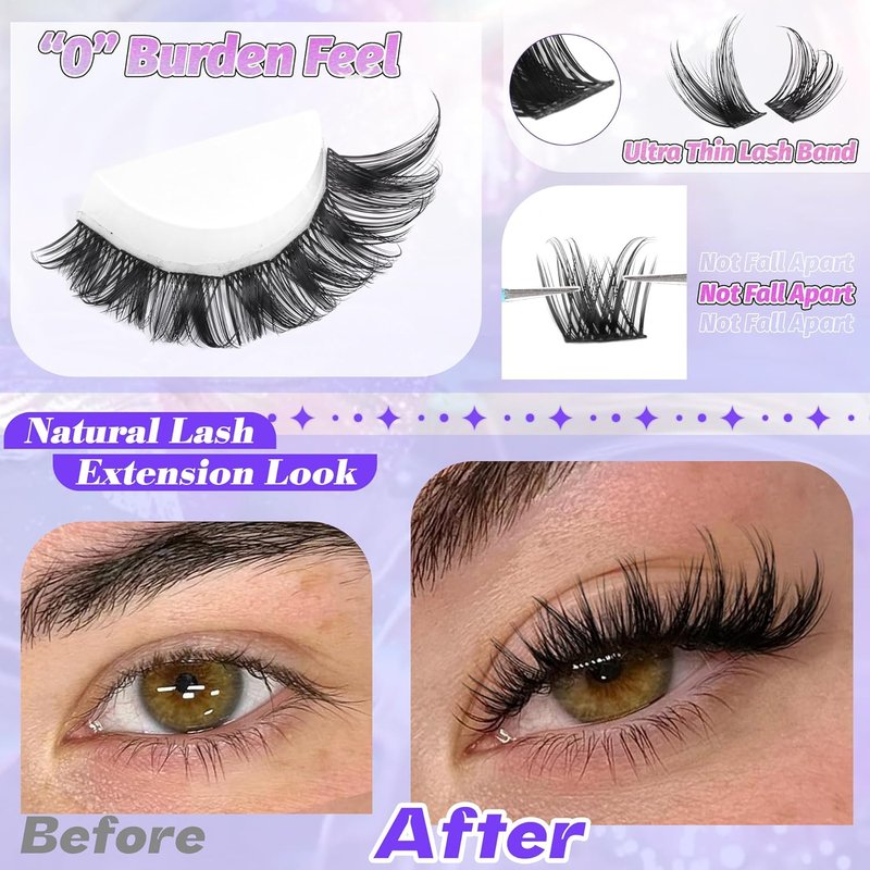Eyelash Clusters - Wispy DIY Individual Lashes 10-18mm | 168pcs Natural Volume Extensions with Soft Thin Band