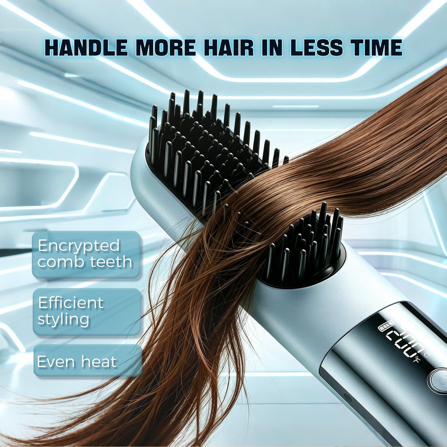 sniqafo Upgraded Go Brush Pro, 3 Heat Settings for All Hair Types, 30s Fast Heat, Ionic & Ceramic Care, Cold Air Mode On The Back, 2500mAh USB-C,2026 Rechargeable Straightening Brush
