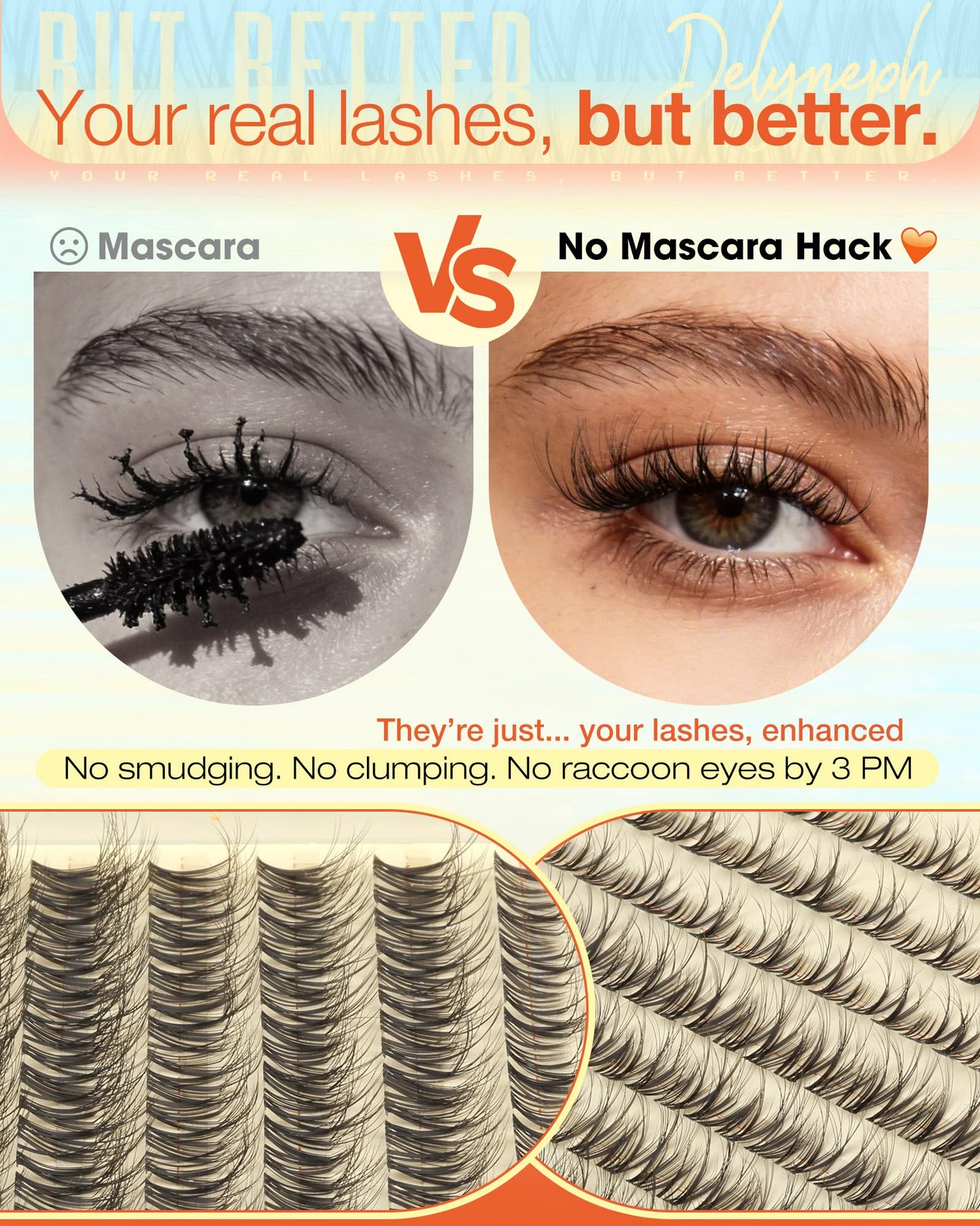 Spider Lash Clusters Natural Breeze Eyelash Clusters Wispy Cluster Eyelash Extensions Fluffy Lash Extensions CD Curl Clear Band Individual Lashes Clusters by Delyneph(10-16mm)