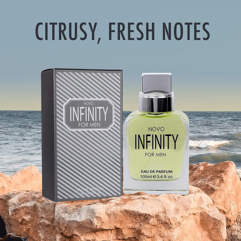 NovoGlow Infinity Eau De Parfum for Men - Refreshing Citrusy & Floral Scent | 3.4 Fl Oz Spray