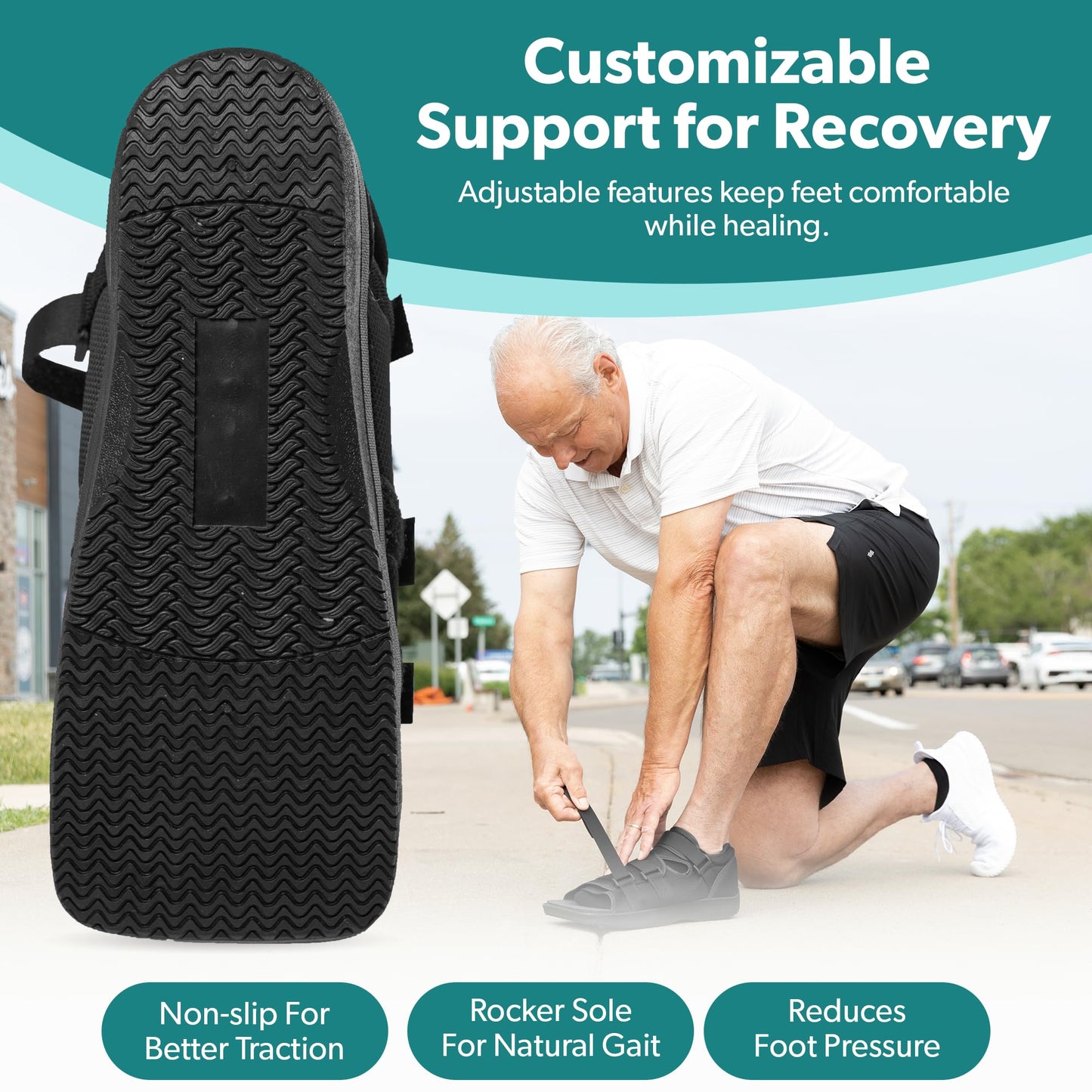 BraceAbility Post Op Shoe - Adjustable Orthopedic Medical Walking Boot for Broken Foot, Broken Toe, Stress Fracture and Injuries, Universal Cast Shoe for Men and Women After Foot Surgery (L - Female)