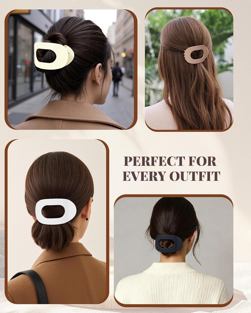 Flat Hair Clips for Women - 6 PCS French Medium Claw Clips | Strong Grip for Thick & Thin Hair