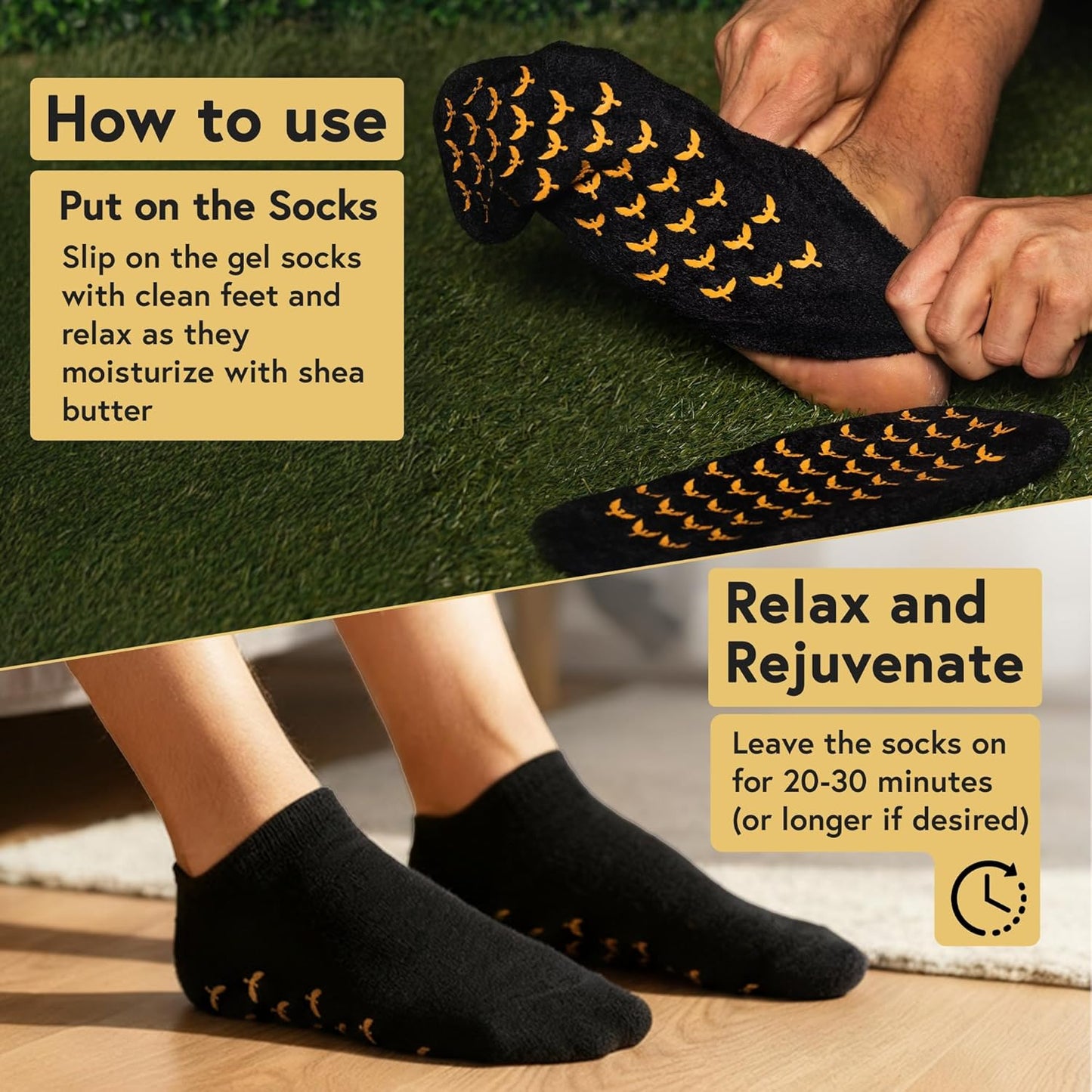 Skiennix Moisturizing Gel Socks - Extra Large | 2 Pairs of Silicone Heel Treatment Socks for Dry Skin