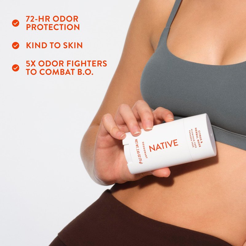 Native Deodorant Contains Naturally Derived Ingredients, 72 Hour Odor Control, Deodorant for Women and Men, Aluminum Free, Citrus & Herbal Musk 2.65oz