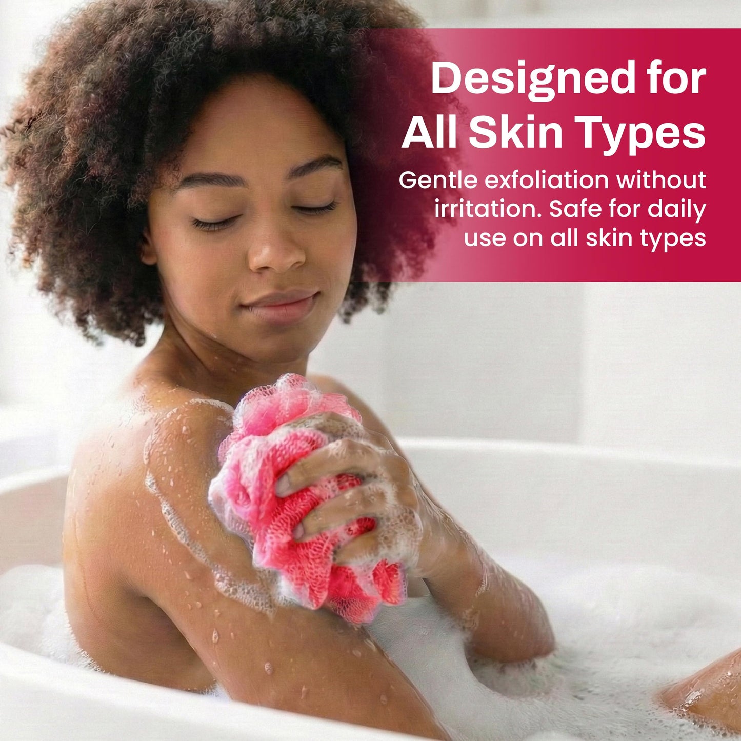 African Net Sponge Authentic (Sapo/Kessa), African Exfoliating Sponge Real African Net Black Owned, African Bath Sponge Back Scrubber, Body Exfoliator Shower Bath Accessories (Cold Pink)