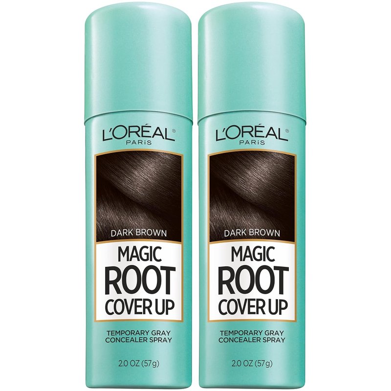 L'Oreal Paris Magic Root Cover Up - Dark Brown Gray Hair Spray | 100% Coverage, Ammonia-Free, 2 oz (2 Count)