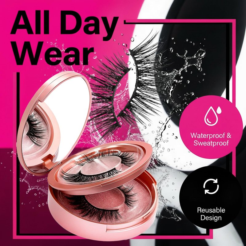 Magnetic Eyelashes with Applicator - Natural Look, No Glue or Eyeliner Needed, Lightweight & Waterproof Reusable False Lashes for Beginners