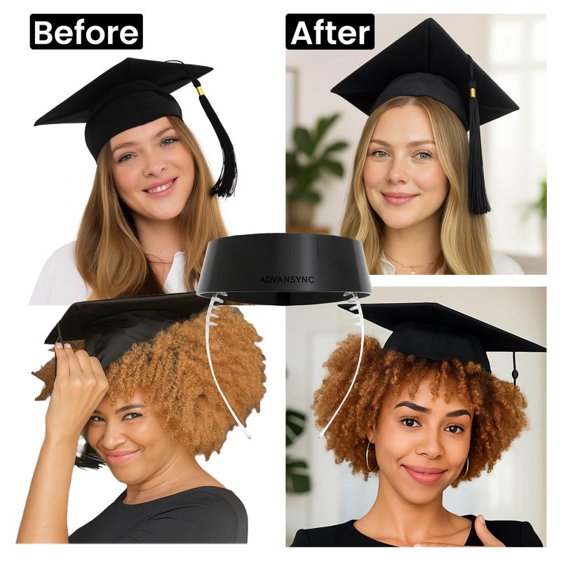 ADVANSYNC GradCapBand DELUXE Graduation Cap Headband (Black and Clear)