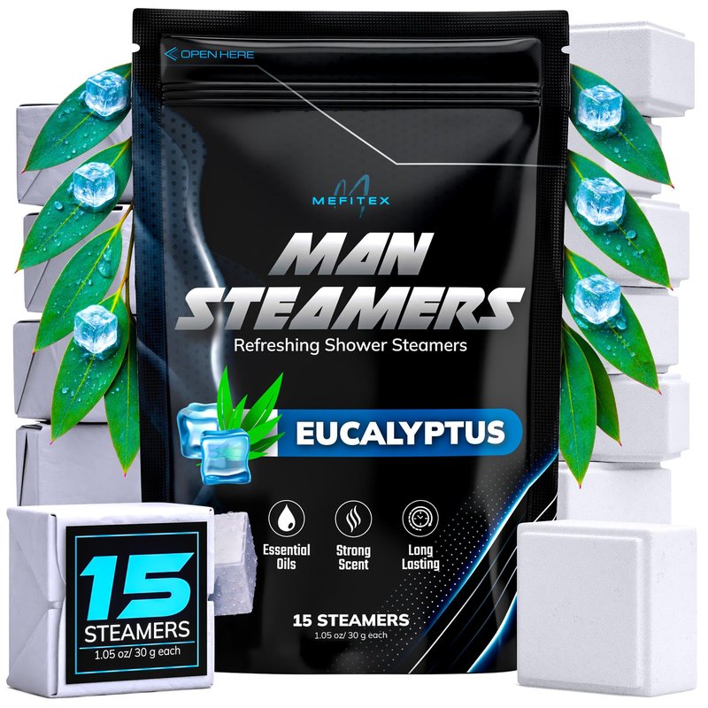 Shower Steamers for Men - 15 Pack Eucalyptus Aromatherapy Shower Steamers, Strong Scent, Long Lasting, Premium Essential Oils, Gifts for Men Relaxation and Sinus Relief