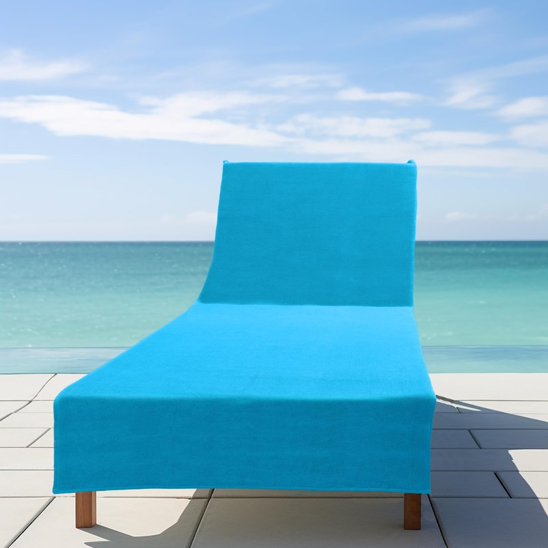 COTTON CRAFT Pool Lounge Chair Cover - 2 Pack Euro Spa Waffle Weave Chaise Lounge Cover - 100% Cotton Ringspun Terry Towel - Beach Chair Cover - Oversized 32 in W x 82 in Length x 7 in Pocket – Aqua