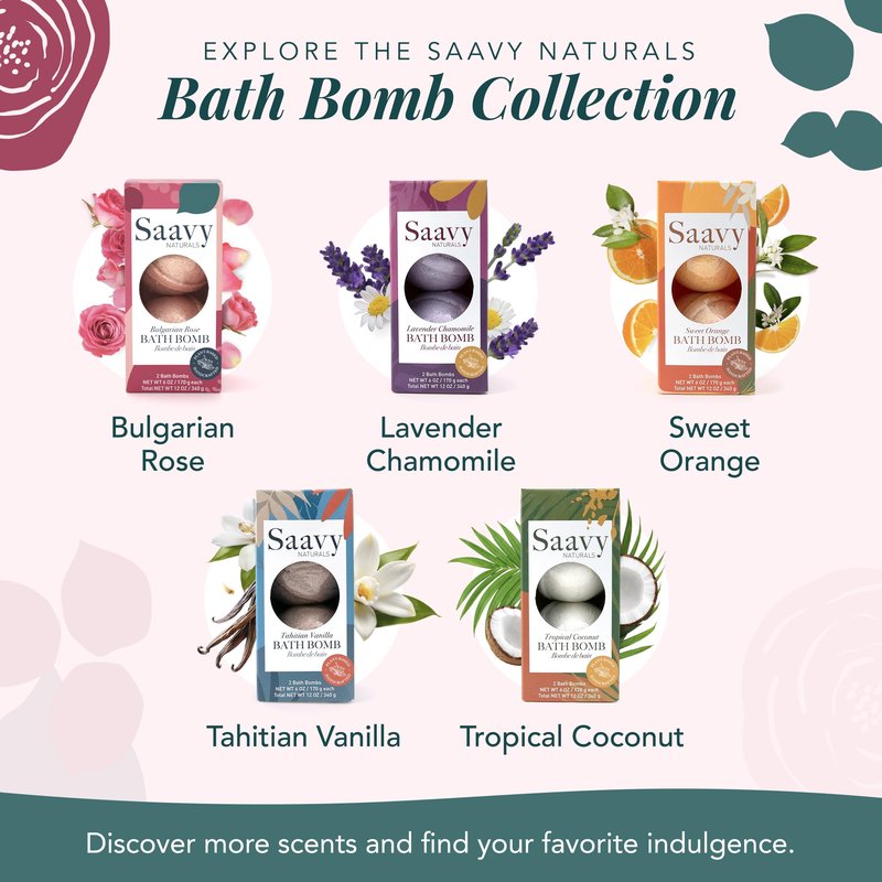 Saavy Naturals Bath Bombs – Relaxing Foaming Fizz Bubbles, Organic Bath Bombs for Women and Kids with Jojoba Oil - Gentle for Sensitive Skin - Made in USA - Bulgarian Rose (1 Pack) - 12 oz