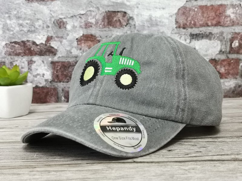 Hepandy Embroidered Tractor Farm Baseball Hats, Gifts for Children, Kids Embroidery Snapback Hat Youth Boys Washed Black Adjustable Hat
