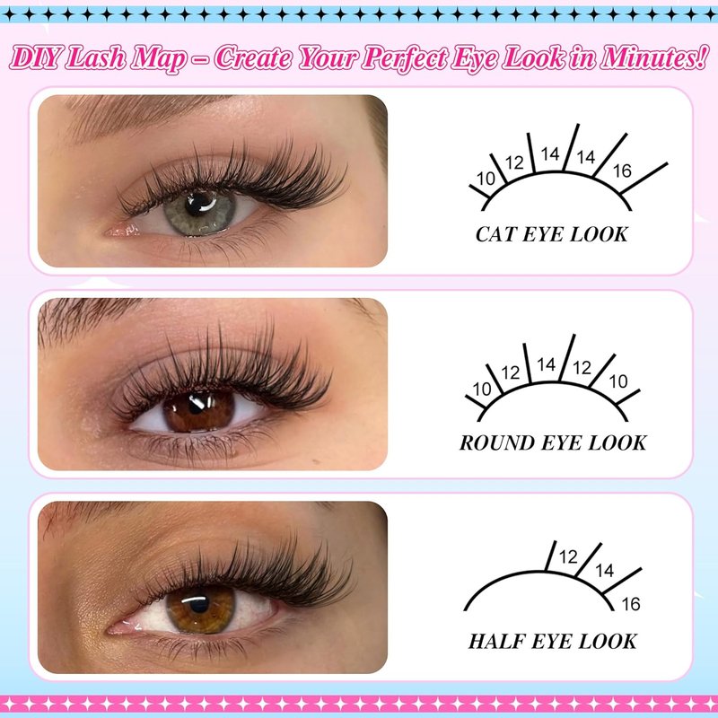 Natural C Curl Eyelash Clusters - Wispy Lash Extensions for DIY | 10-16mm, 144 Pcs