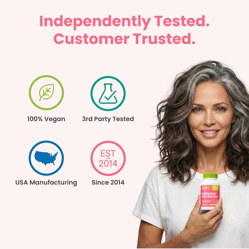 Hair Growth Vitamins - Vegan Formula with 5000mcg Biotin for Thicker, Fuller Hair | 60 Capsules with 11 Ingredients