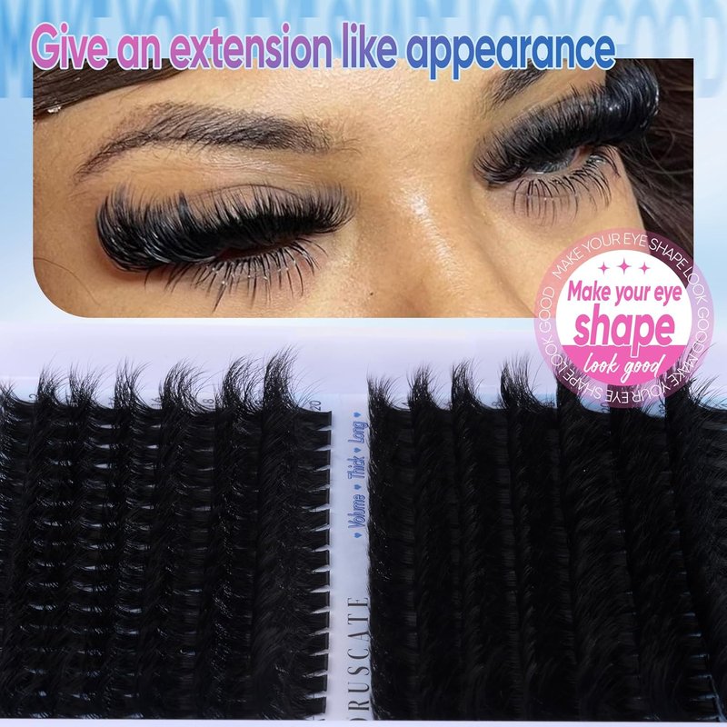 CORUSCATE Lash Clusters - 160D & 260D Volume Eyelash Extensions | 12-24mm Long, Thick, Dramatic Look