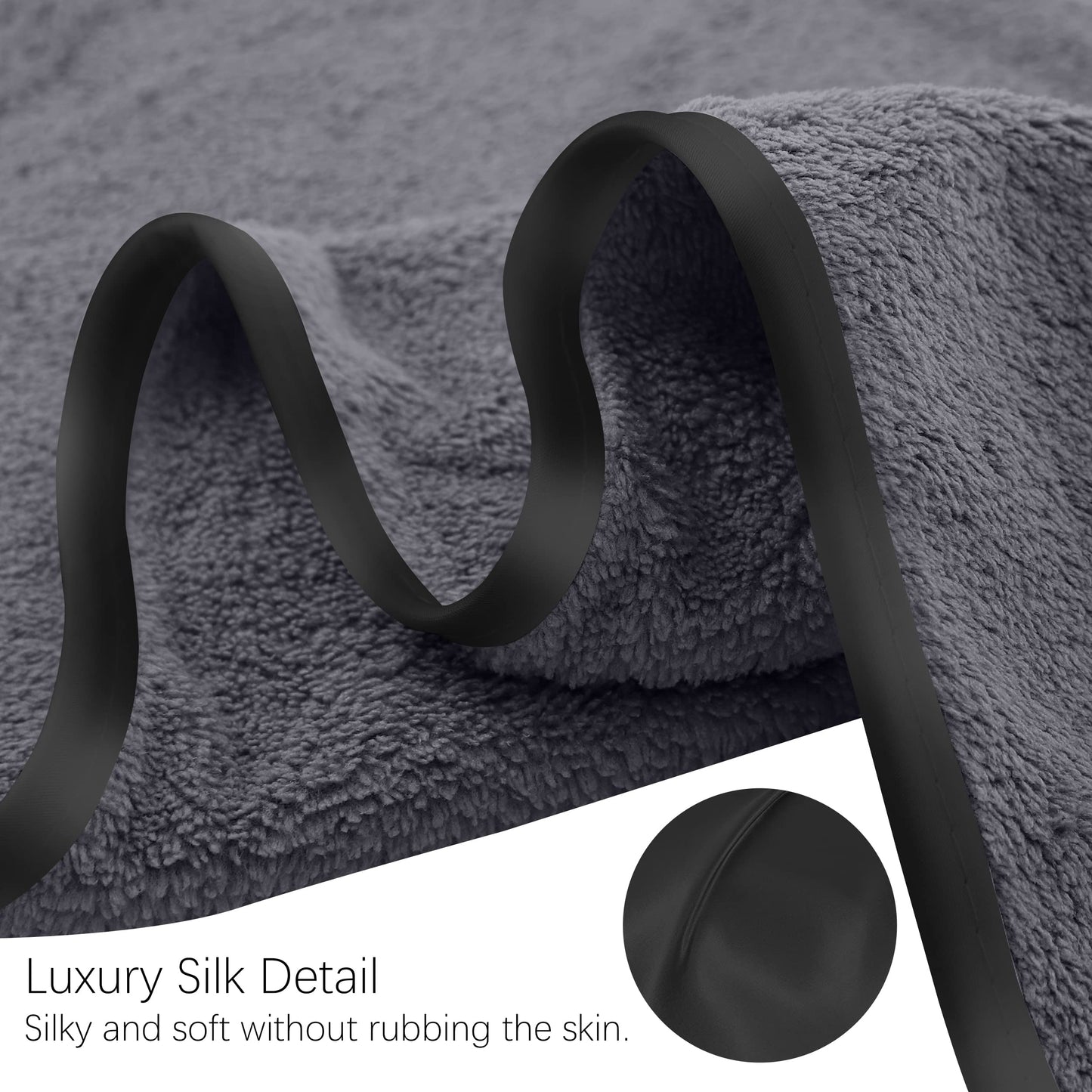 TENSTARS Silk Hemming Hand Towels for Bathroom - Quick Drying - Ultra Soft Microfiber Absorbent Towel for Bath Fitness, Gym, Shower, Hotel, and Spa - 16x28 Inch | Set of 6, Dark Grey