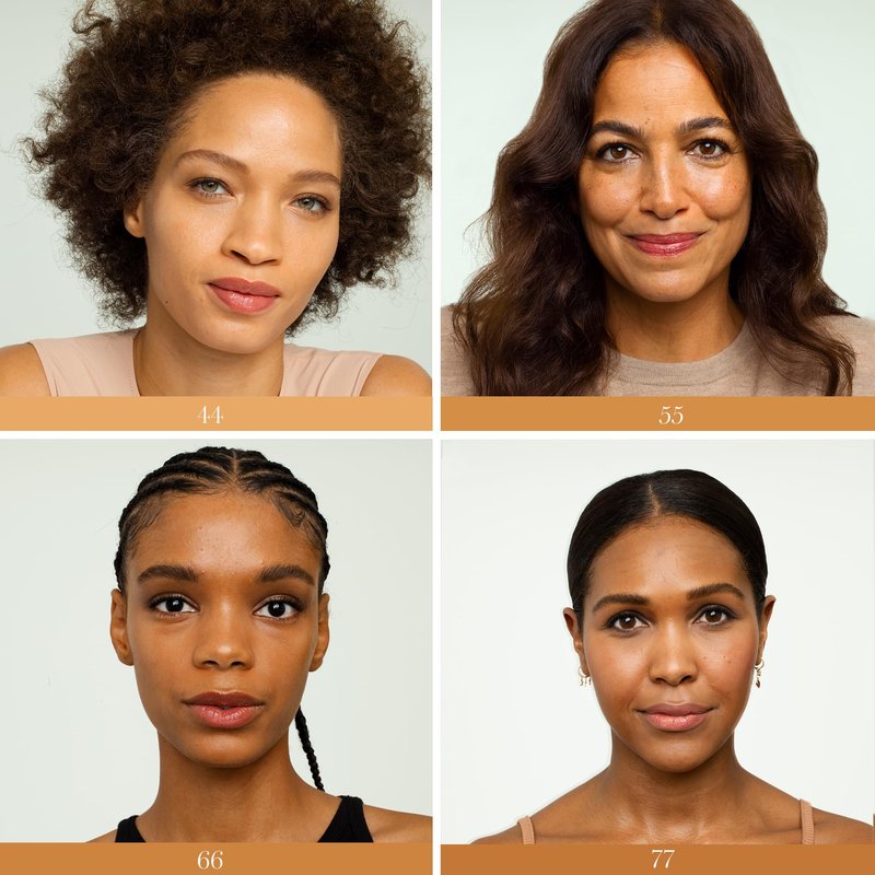 RMS Beauty ReEvolve Natural Finish Liquid Foundation (Shade 44). Lightweight, hydrating, buildable medium coverage for even skin. Nourishing, long-lasting formula for medium tones. 1 fl oz.